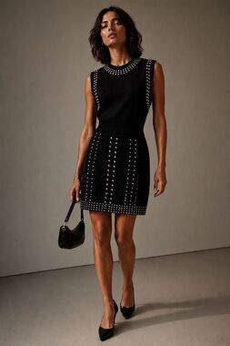 NWOT Love Moschino Studded Knit Mini Dress Black Designer Glam, small $465